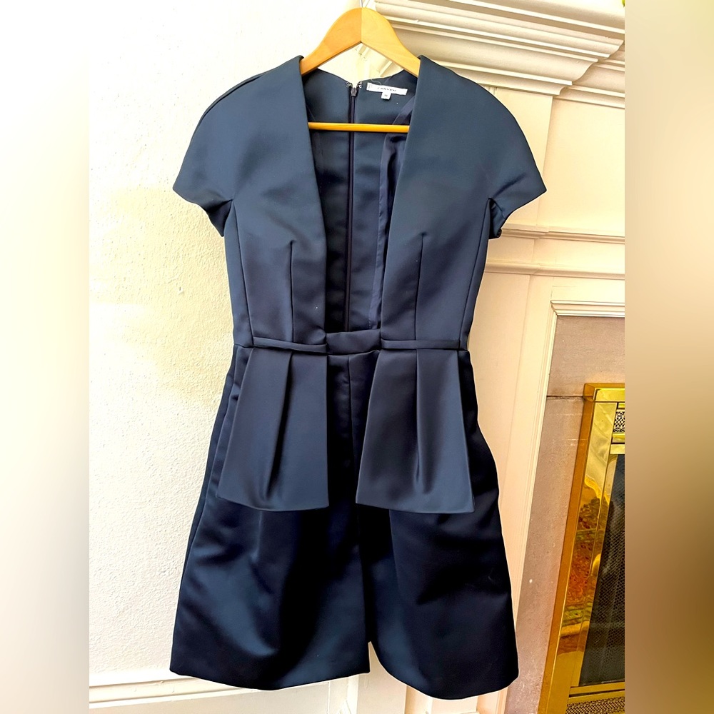 CARVEN midnight blue duchess satin cocktail dress